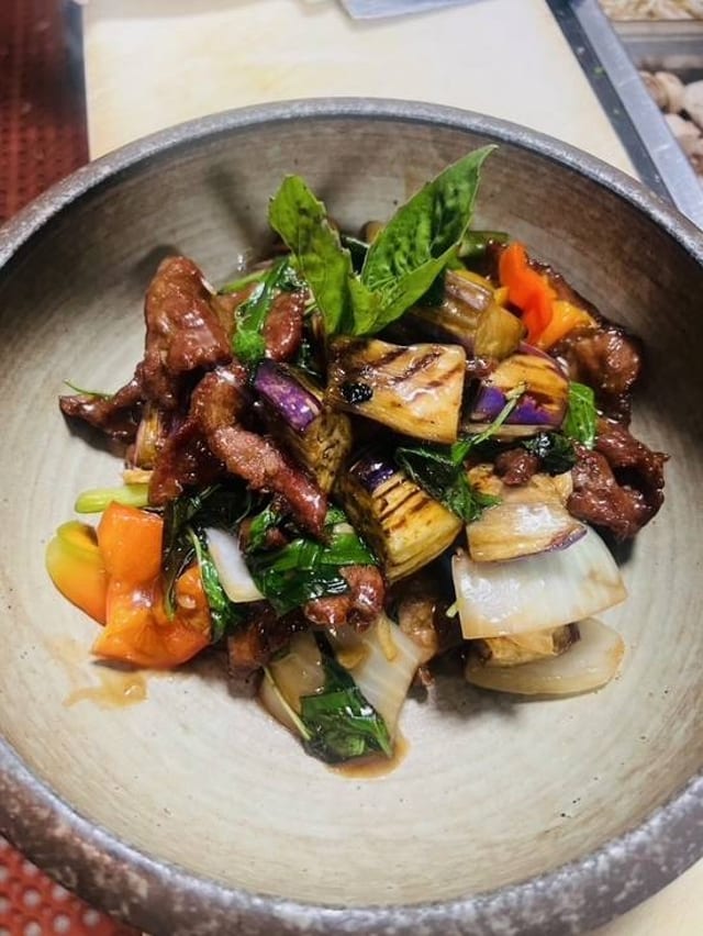 Lunch Bangkok Basil Beef.